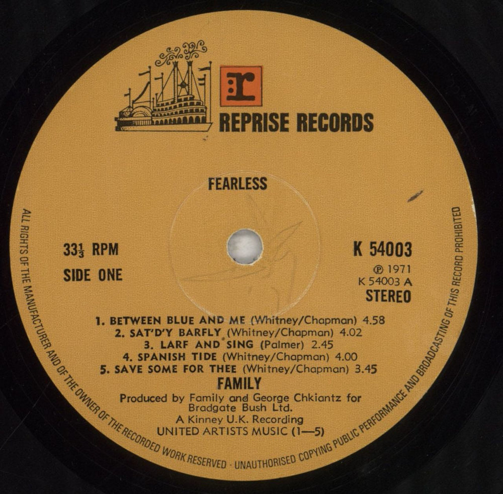 Family Fearless - VG UK vinyl LP album (LP record) FMLLPFE751450