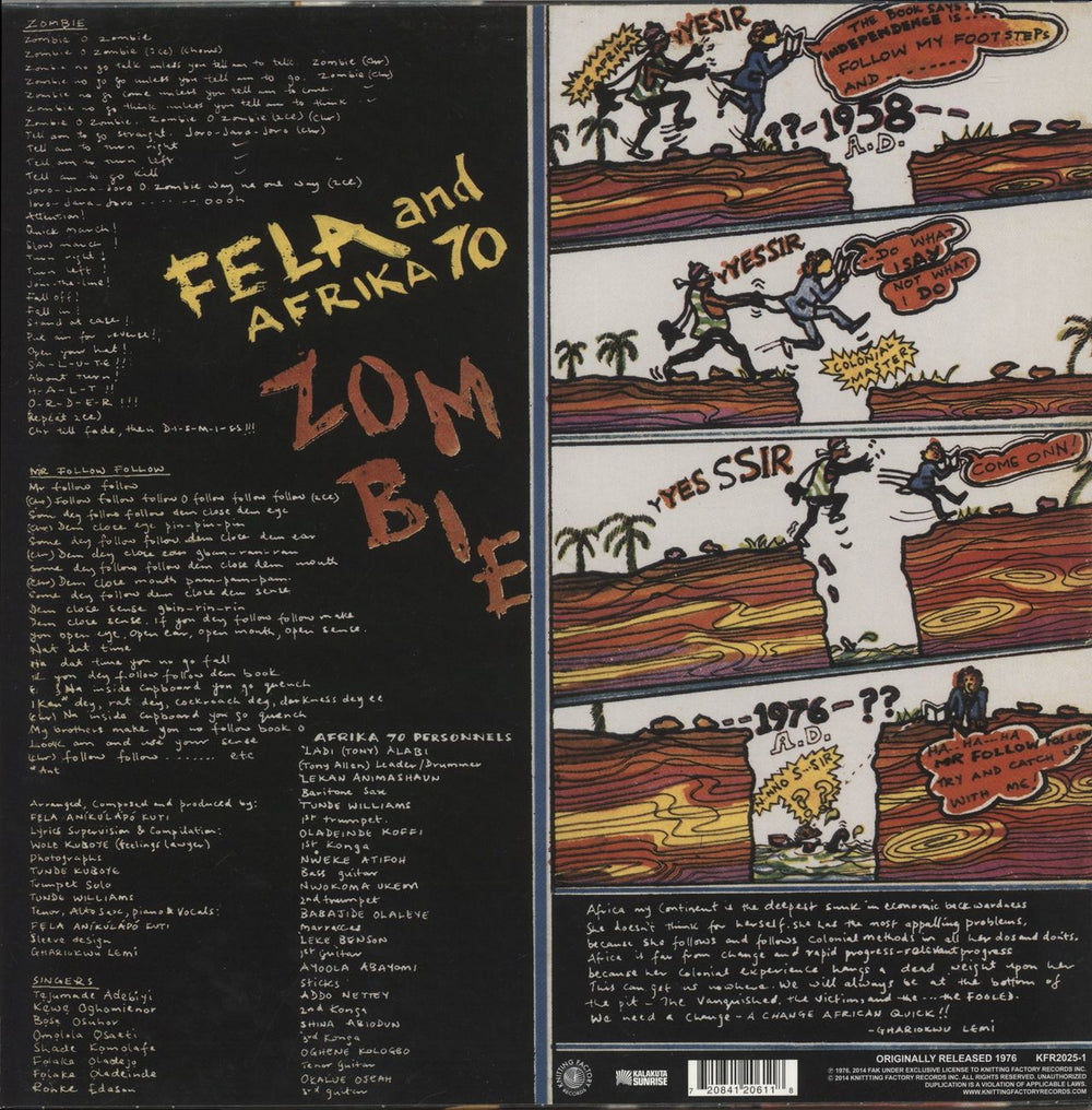 Fela Kuti Zombie UK vinyl LP album (LP record) 720841206118