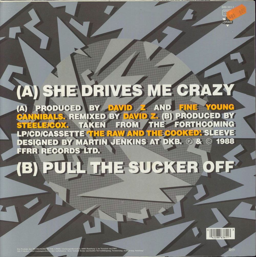 Fine Young Cannibals She Drives Me Crazy German 12" vinyl single (12 inch record / Maxi-single) 0422886427180