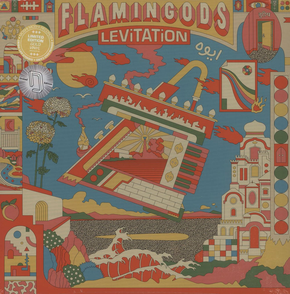 Flamingods Levitation - Gold Vinyl - Dinked Edition - Autographed - Sealed UK vinyl LP album (LP record) MOSHILP91