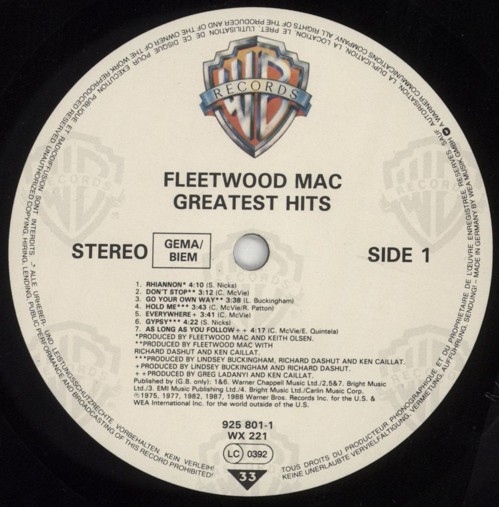 Fleetwood Mac Greatest Hits UK vinyl LP album (LP record) MACLPGR341165