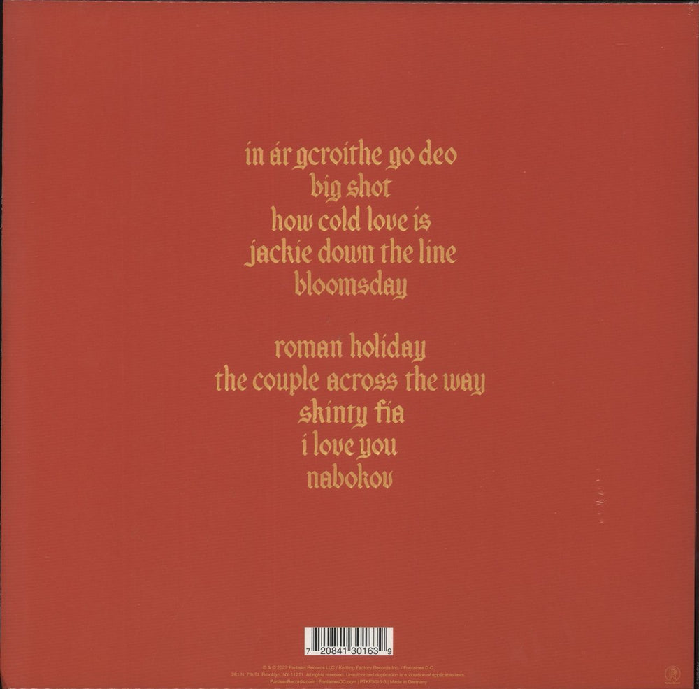 Fontaines D.C. Skinty Fia - Red Vinyl - Sealed + Autographed Print UK vinyl LP album (LP record) 720841301639