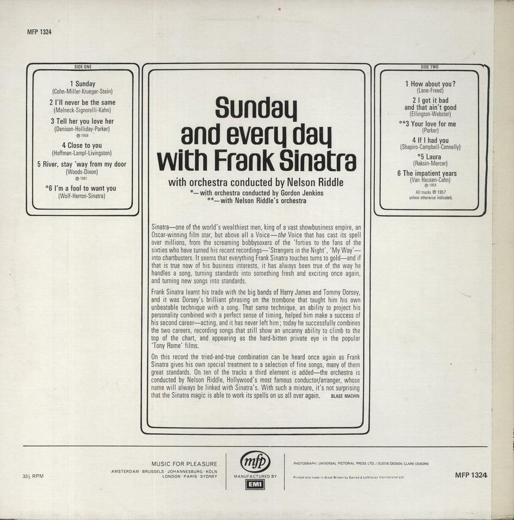 Frank Sinatra Frank Sinatra German vinyl LP album (LP record)