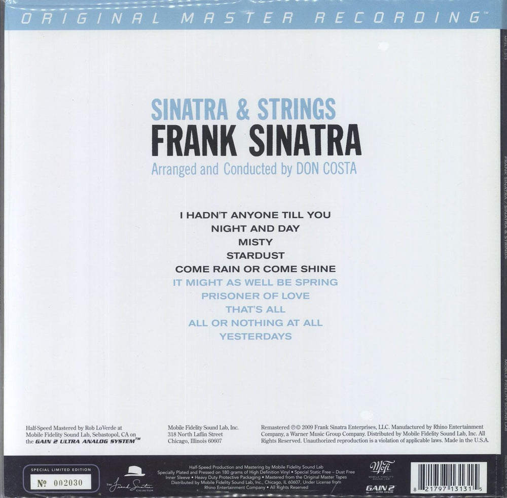 Frank Sinatra Sinatra & Strings - 180gm - Sealed US vinyl LP album (LP record) 821797131315