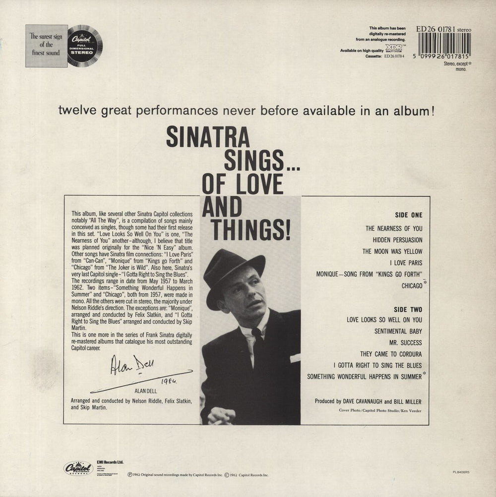 Frank Sinatra Sinatra Sings... Of Love And Things! UK vinyl LP album (LP record) 5099926017815