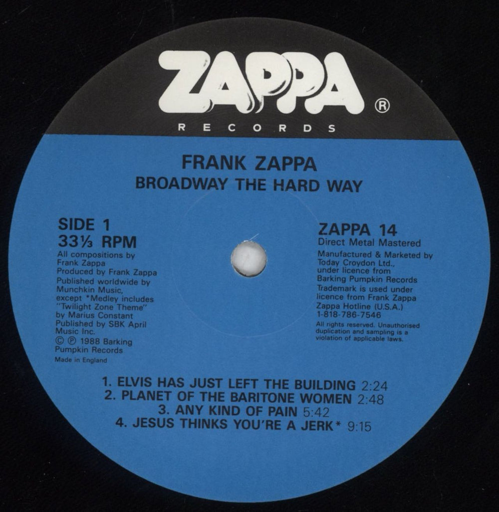 Frank Zappa Broadway The Hard Way UK vinyl LP album (LP record) ZAPLPBR89372