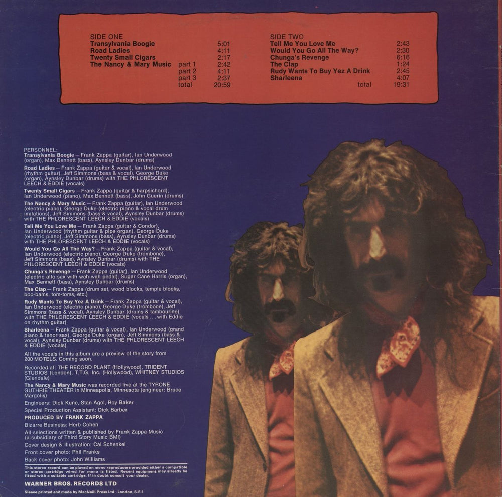 Frank Zappa Chunga's Revenge UK vinyl LP album (LP record)