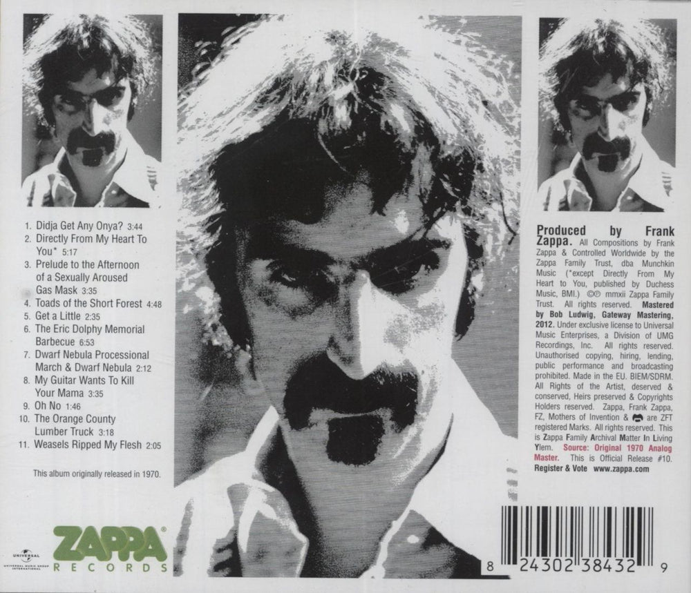 Frank Zappa Weasels Ripped My Flesh US CD album (CDLP) 824302384329