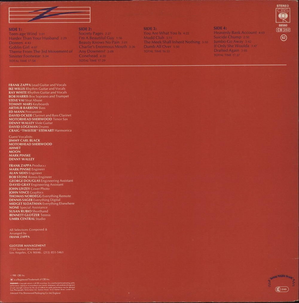 Frank Zappa You Are What You Is - VG UK 2-LP vinyl record set (Double LP Album)