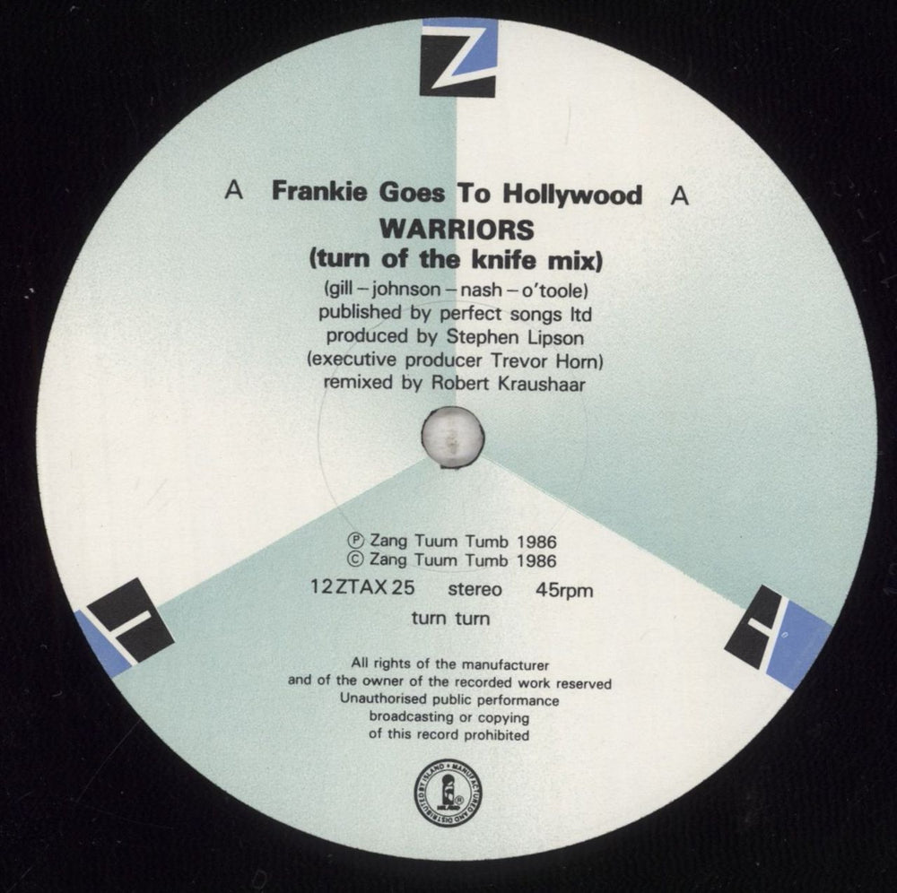 Frankie Goes To Hollywood Warriors (Turn Of The Knife Mix) UK 12" vinyl single (12 inch record / Maxi-single) FGT12WA16253