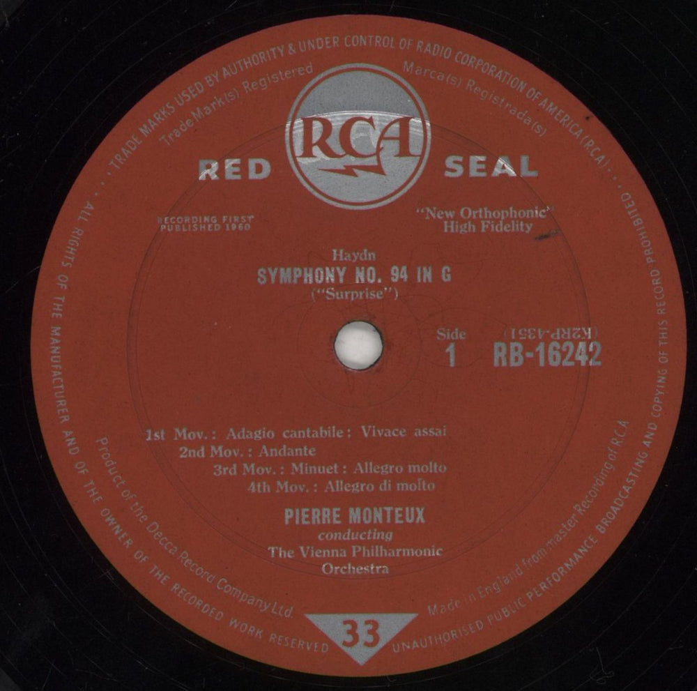 Franz Joseph Haydn Haydn: Surprise Symphony No. 94 / Clock Symphony No. 101 UK vinyl LP album (LP record) HJYLPHA856999