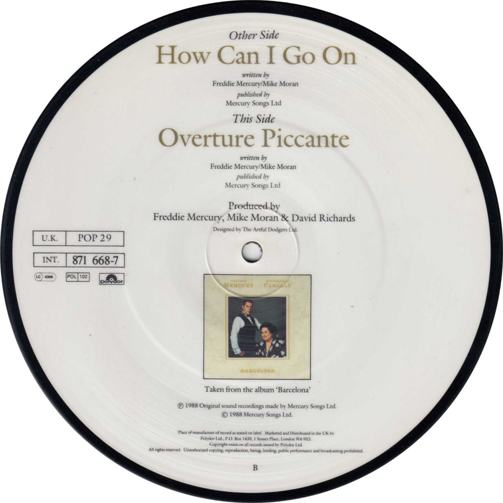 Freddie Mercury How Can I Go On UK 7" vinyl picture disc (7 inch picture disc single) MER7PHO18576