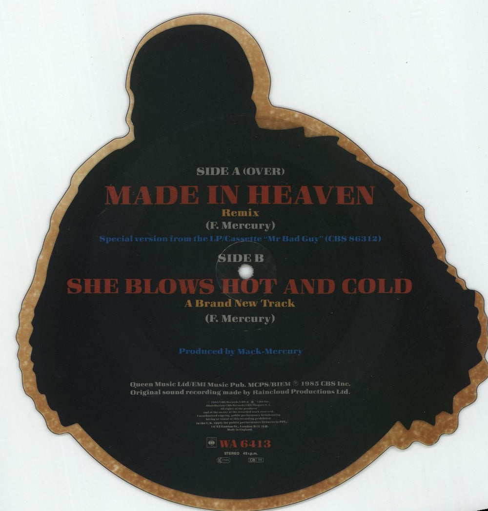 Freddie Mercury Made In Heaven - Tea Stained UK shaped picture disc (picture disc vinyl record)