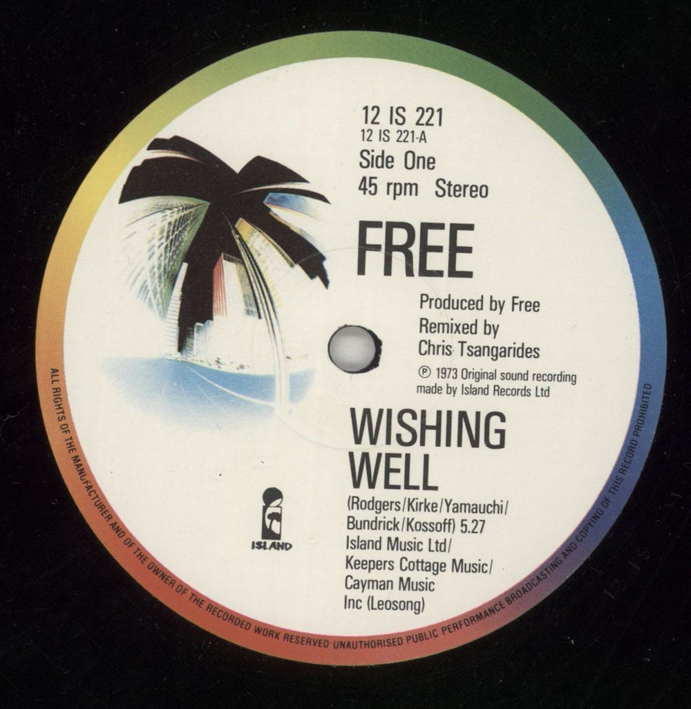 Free Wishing Well UK 12" vinyl single (12 inch record / Maxi-single) FRE12WI60415