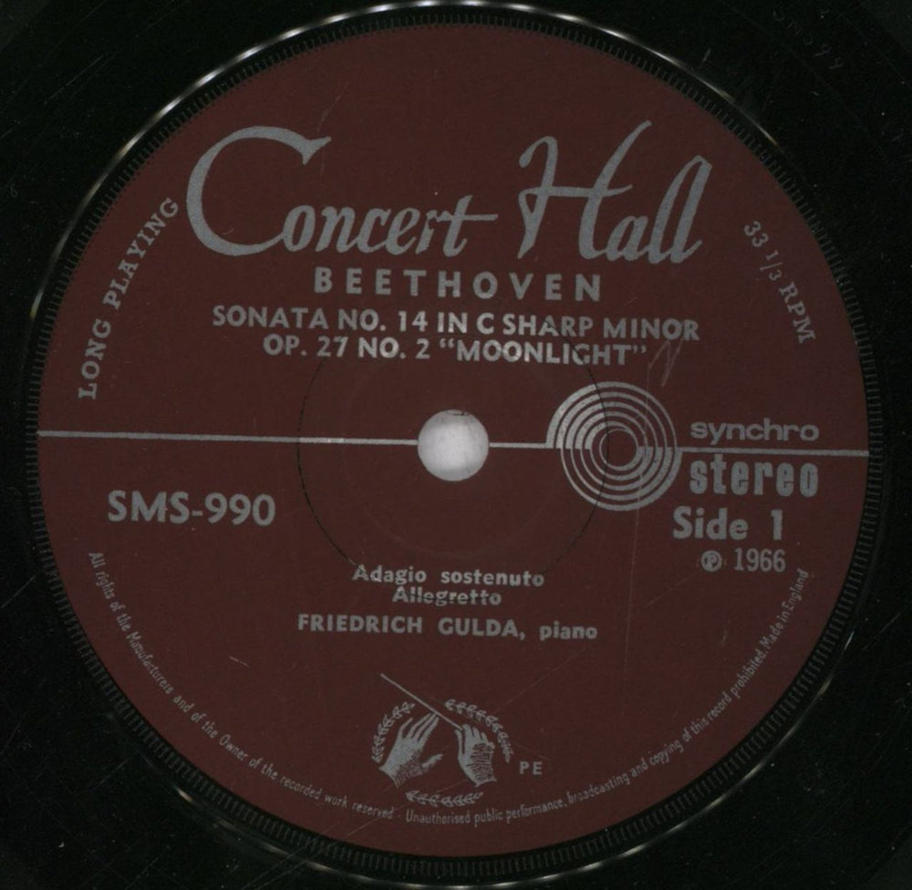 Friedrich Gulda Beethoven: Sonata No. 14, Op. 27, No. 2 (Moonlight) UK 7" vinyl single (7 inch record / 45) FGL07BE842605