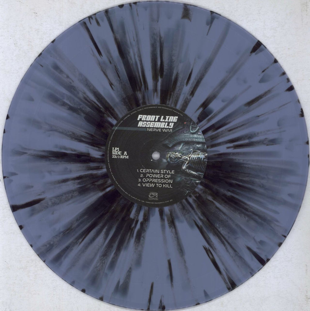 Front Line Assembly Nerve War - Blue & Black Splatter Vinyl US 2-LP vinyl record set (Double LP Album) FRN2LNE837147