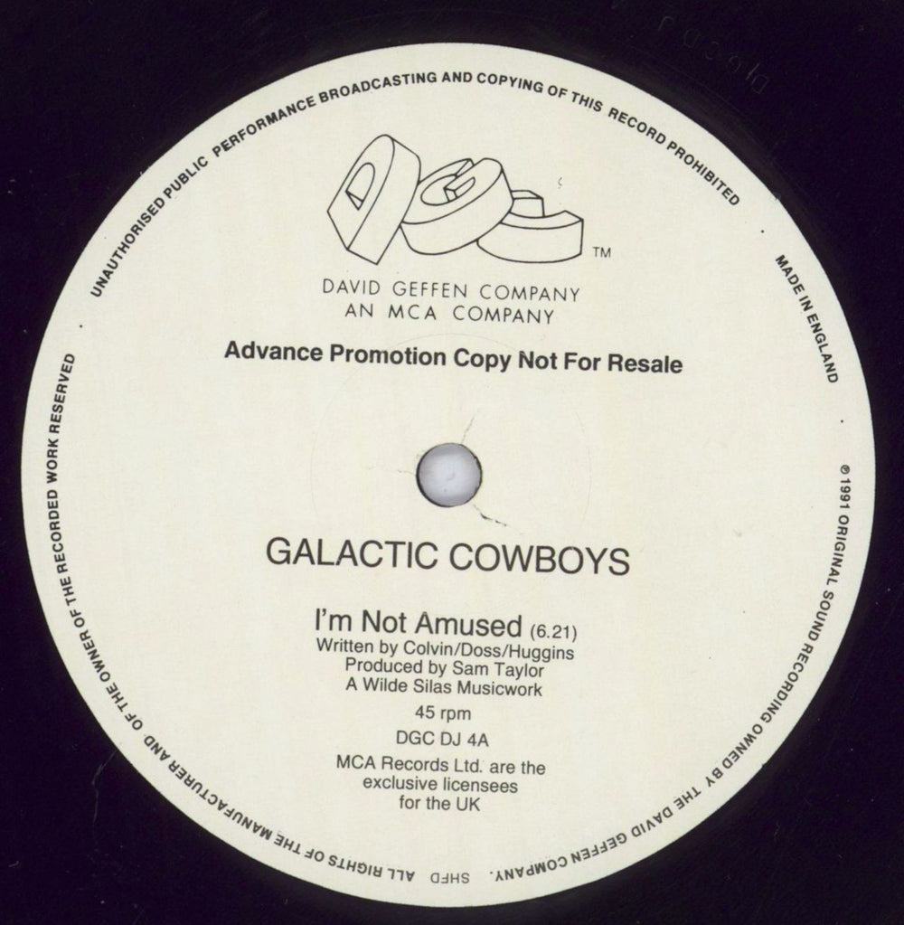 Galactic Cowboys I'm not Amused UK Promo 12" vinyl single (12 inch record / Maxi-single) GMT12IM830521