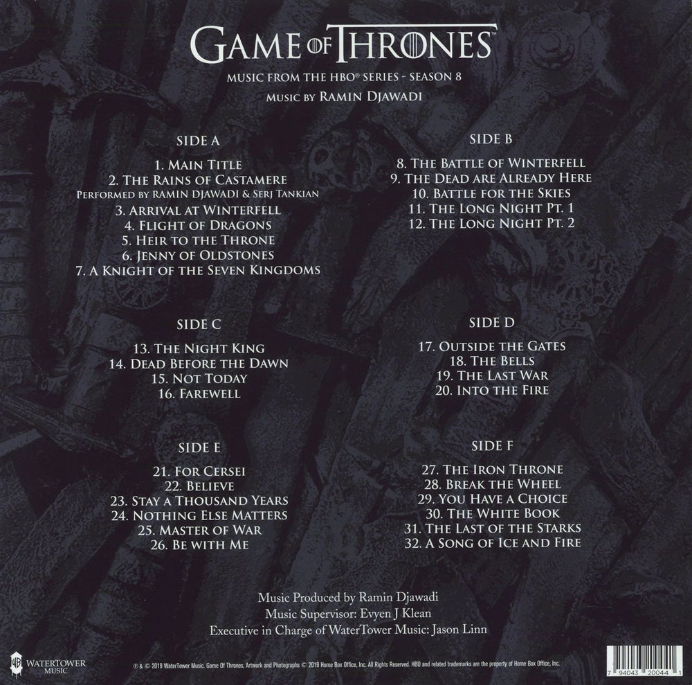 Game Of Thrones Game Of Thrones  [Season 8] UK 3-LP vinyl record set (Triple LP Album) 794043200441