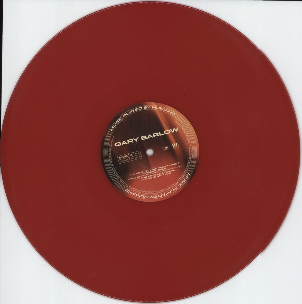 Gary Barlow Music Played By Humans - Red Vinyl UK 2-LP vinyl record set (Double LP Album) GBL2LMU871239