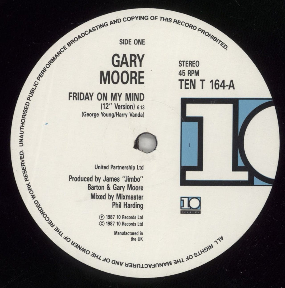 Gary Moore Friday On My Mind UK 12" vinyl single (12 inch record / Maxi-single) MOO12FR45331