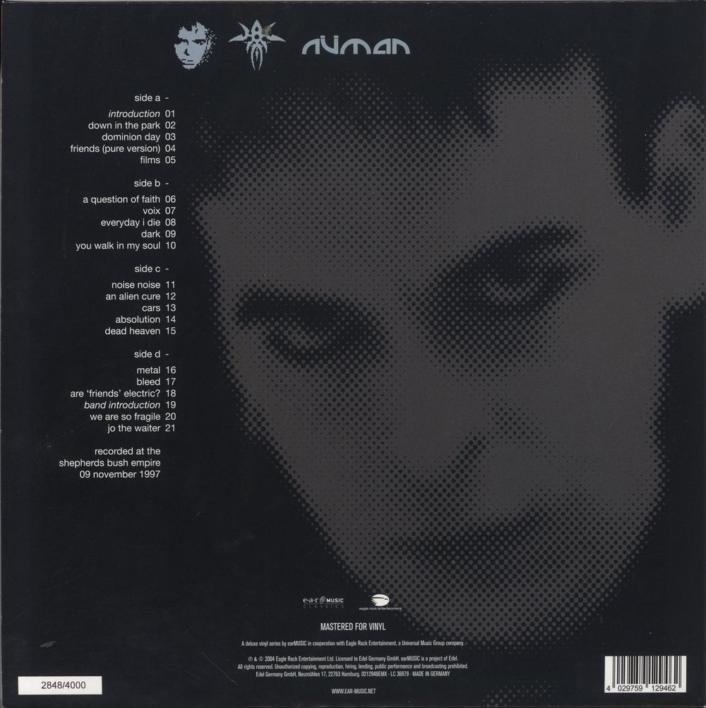 Gary Numan Live At Shepherds Bush Empire UK 2-LP vinyl record set (Double LP Album) 803341343757