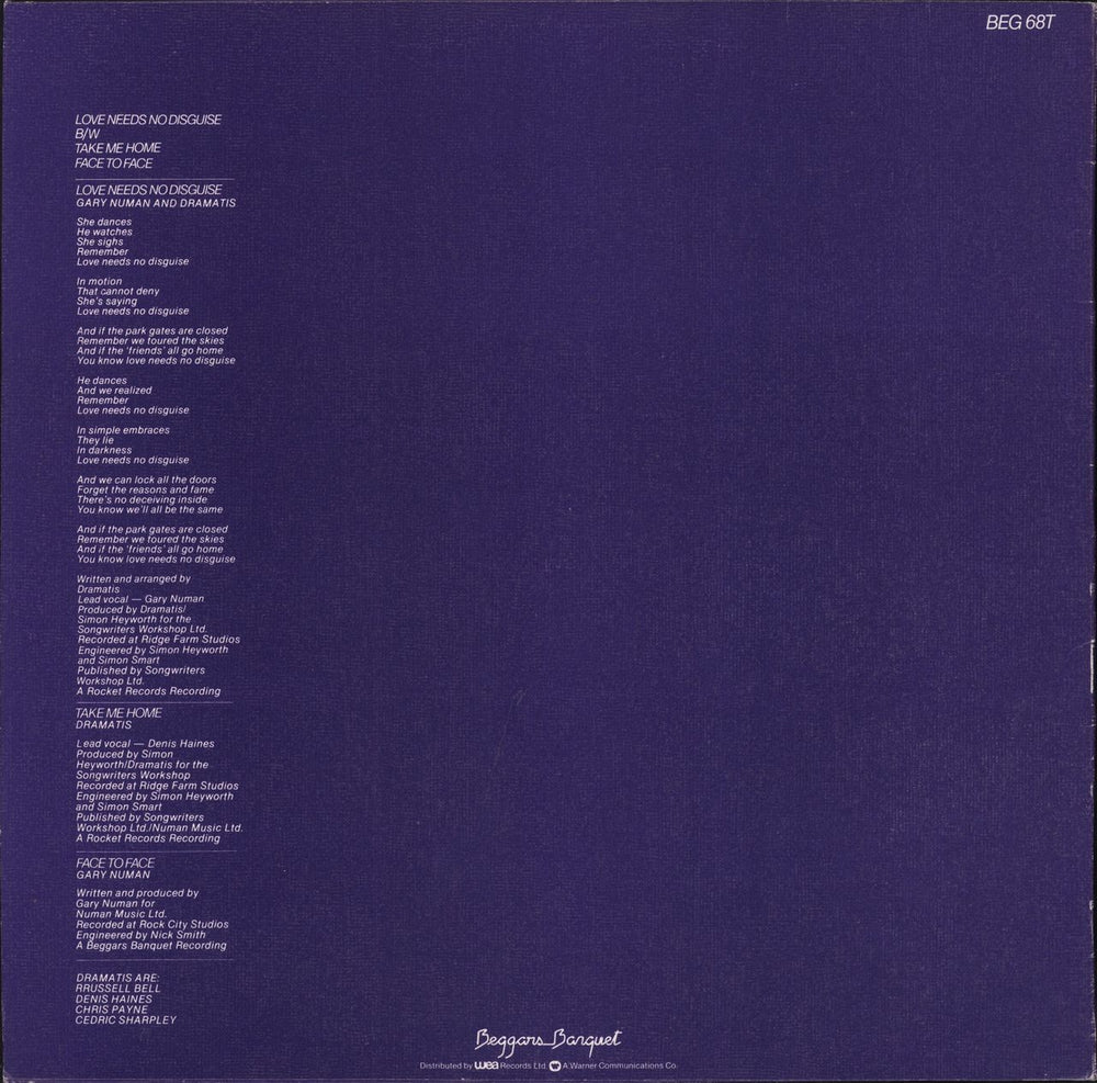 Gary Numan Love Needs No Disguise UK 12" vinyl single (12 inch record / Maxi-single)