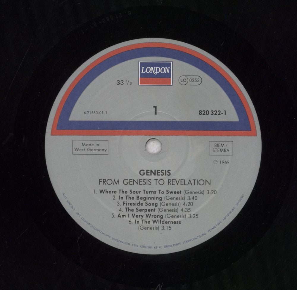 Genesis From Genesis To Revelation German vinyl LP album (LP record)