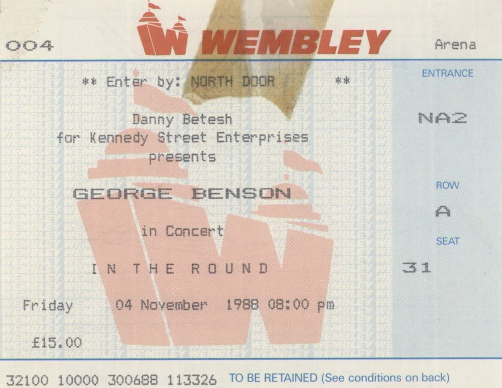 George Benson 1988 Tour + Ticket UK tour programme GBETRTO871277