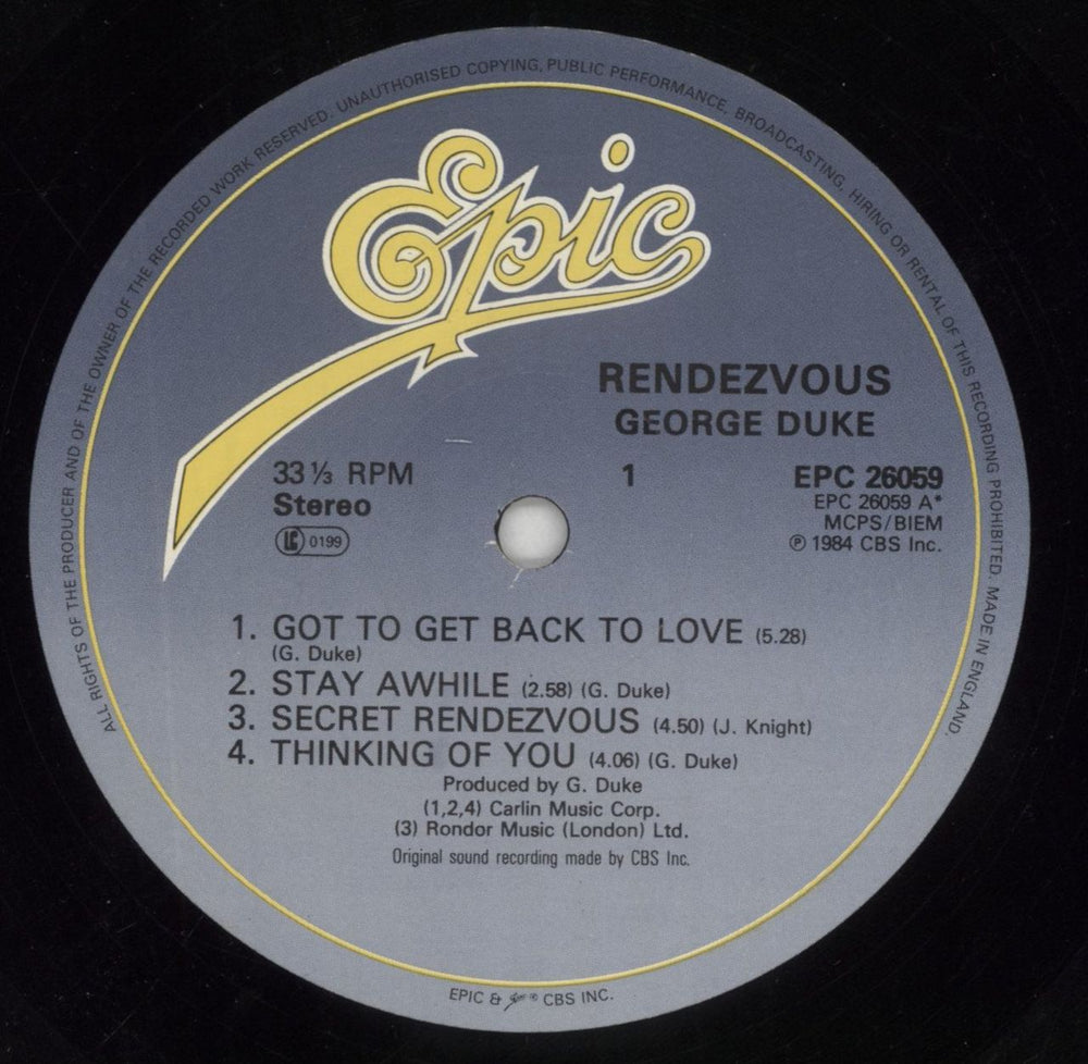 George Duke Rendezvous - Gold Stamp Dutch vinyl LP album (LP record) GA9LPRE850730