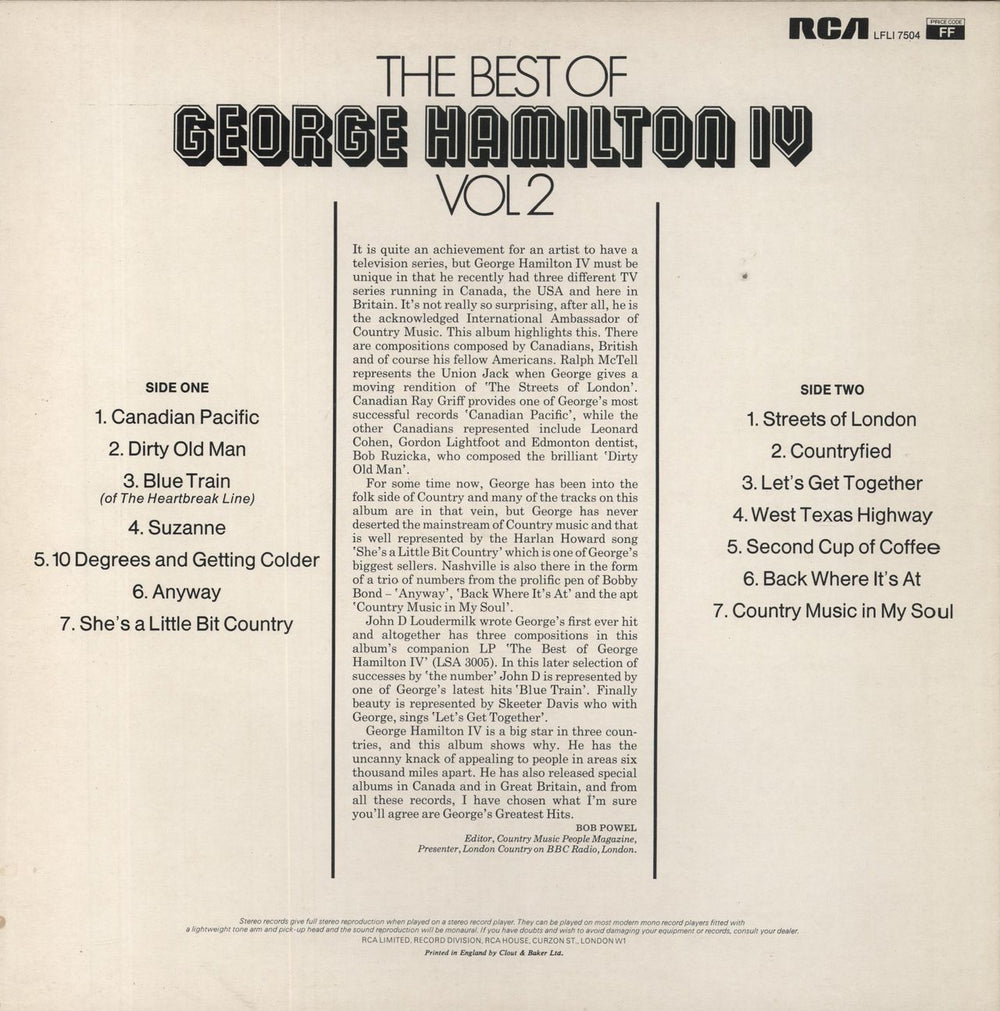 George Hamilton IV The Best Of George Hamilton IV Vol. 2 UK vinyl LP album (LP record)