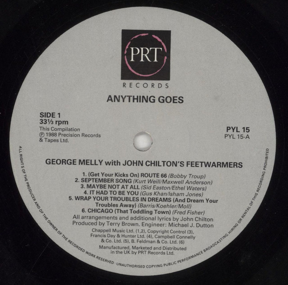 George Melly Anything Goes - Autographed UK vinyl LP album (LP record) GM1LPAN529316