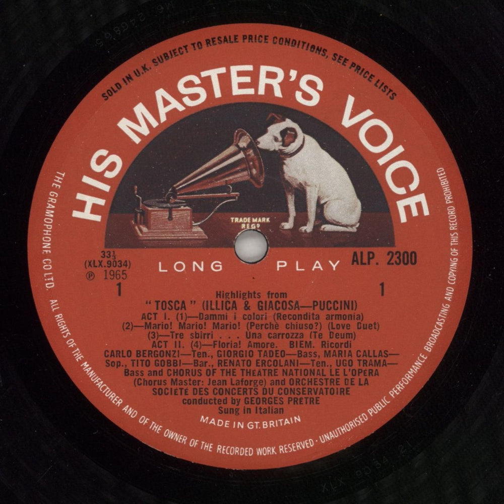 Giacomo Puccini Highlights From "Tosca" UK vinyl LP album (LP record) PK5LPHI867663