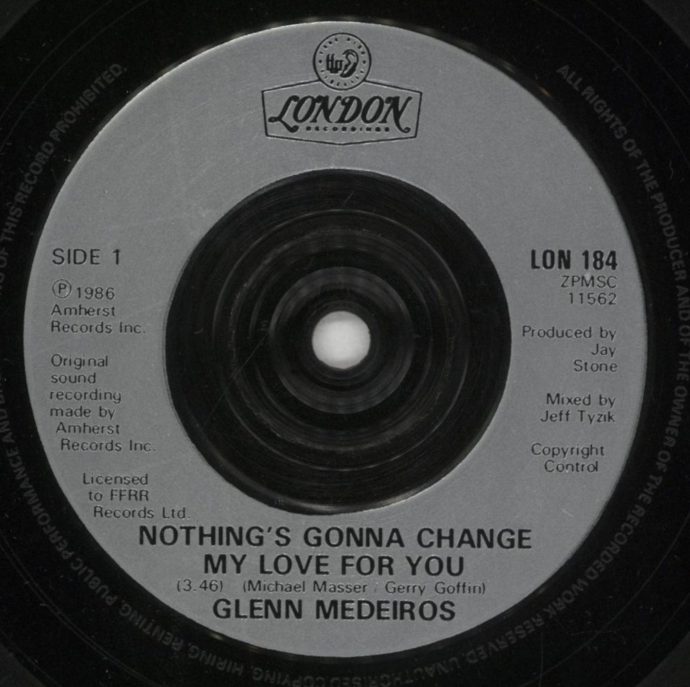 Glenn Medeiros Nothing's Gonna Change My Love For You UK 7" vinyl single (7 inch record / 45) GMA07NO604699