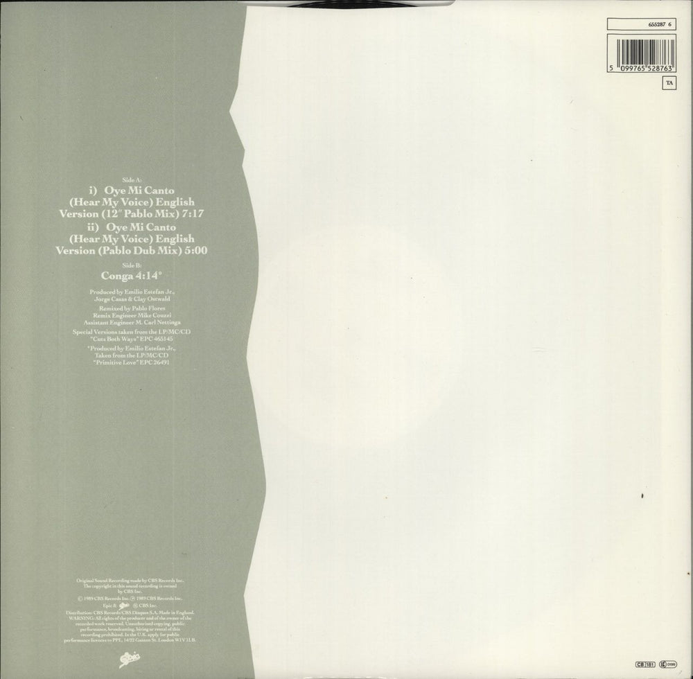 Gloria Estefan Oye Mi Canto (Hear My Voice) UK 12" vinyl single (12 inch record / Maxi-single) 5099765528763