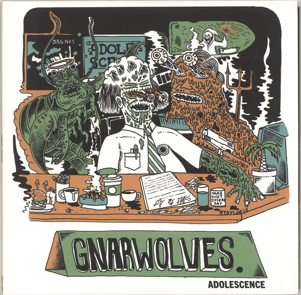 Gnarwolves Adolescence - Green Marble vinyl UK 12" vinyl single (12 inch record / Maxi-single) BSM173