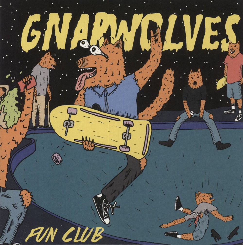 Gnarwolves Fun Club - Black w/ Orange Blue & Yellow Green Splatter Vinyl UK 7" vinyl single (7 inch record / 45) DK032