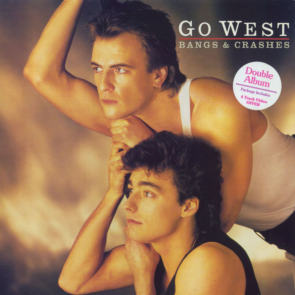 Go West Bangs & Crashes - stickered p/s UK 2-LP vinyl record set (Double LP Album) CHRD1495