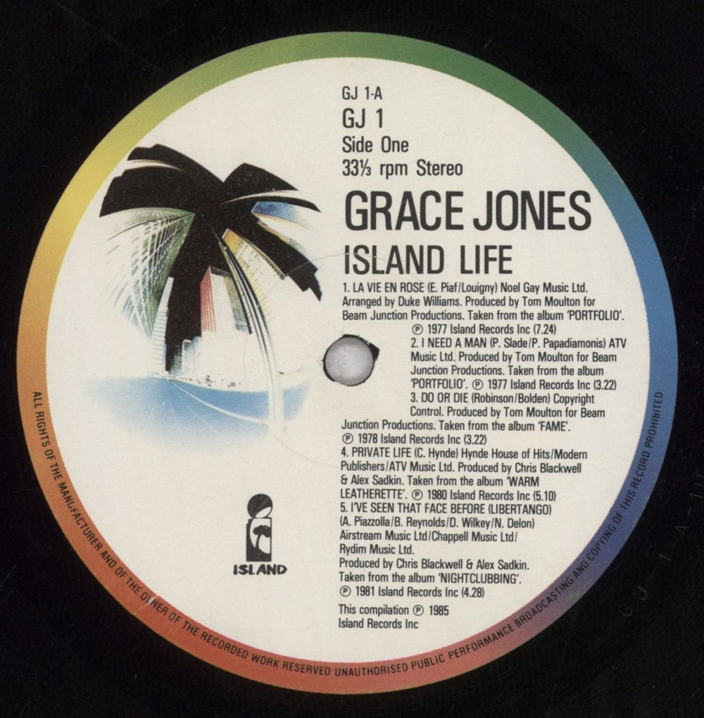 Grace Jones Island Life - EX UK vinyl LP album (LP record) GJOLPIS747806