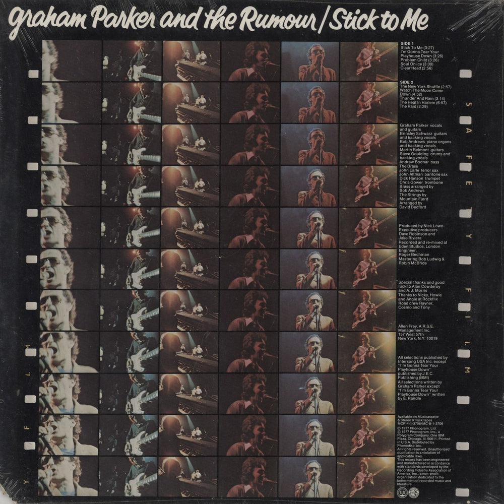 Graham Parker Stick To Me + Stickers + 'GP' PVC outer US vinyl LP album (LP record)