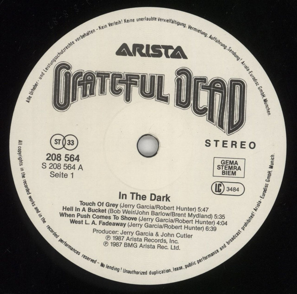 Grateful Dead In The Dark German vinyl LP album (LP record) GRDLPIN288225