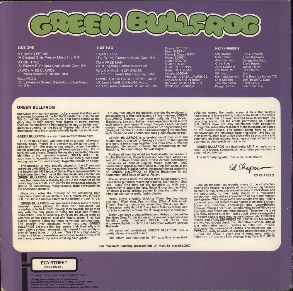 Green Bullfrog Natural Magic US vinyl LP album (LP record)