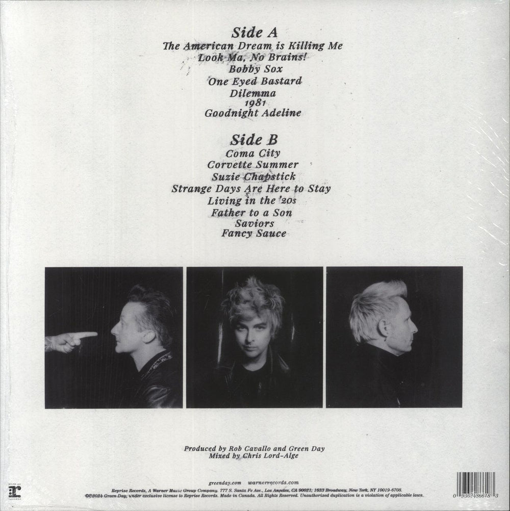 Green Day Saviors - Half Hot Pink / Half Black Split Vinyl + Opened Shrink UK vinyl LP album (LP record) 093624866183