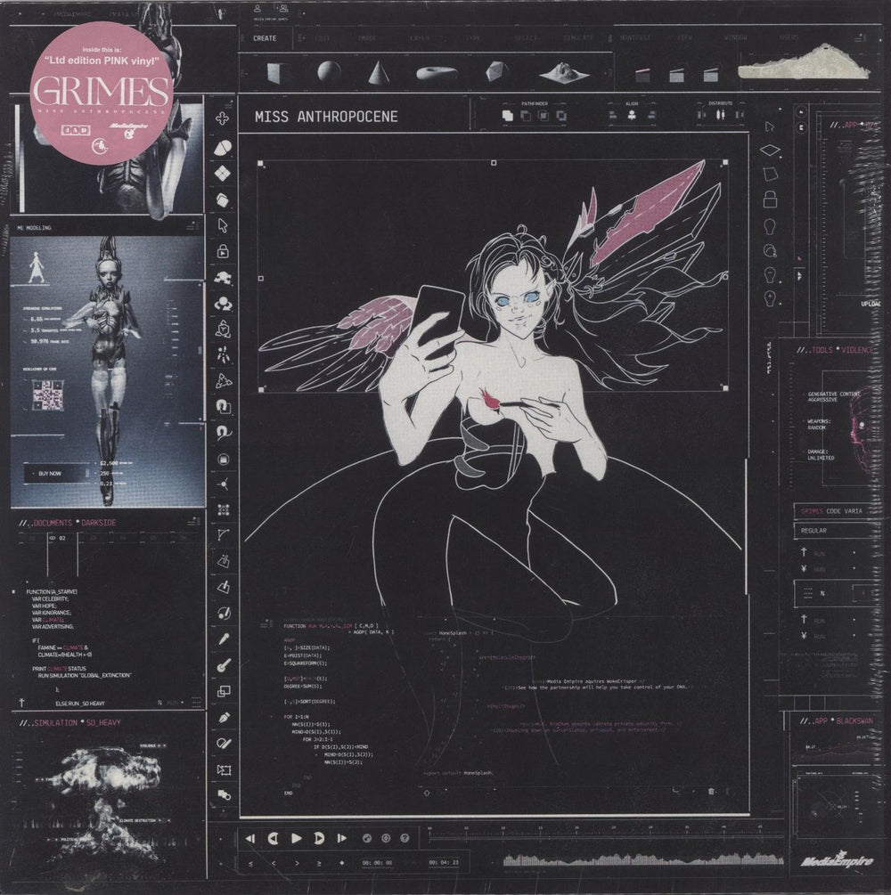 Grimes Miss Anthropocene - Pink Transparent Vinyl - Sealed UK vinyl LP album (LP record) 4AD0211LP