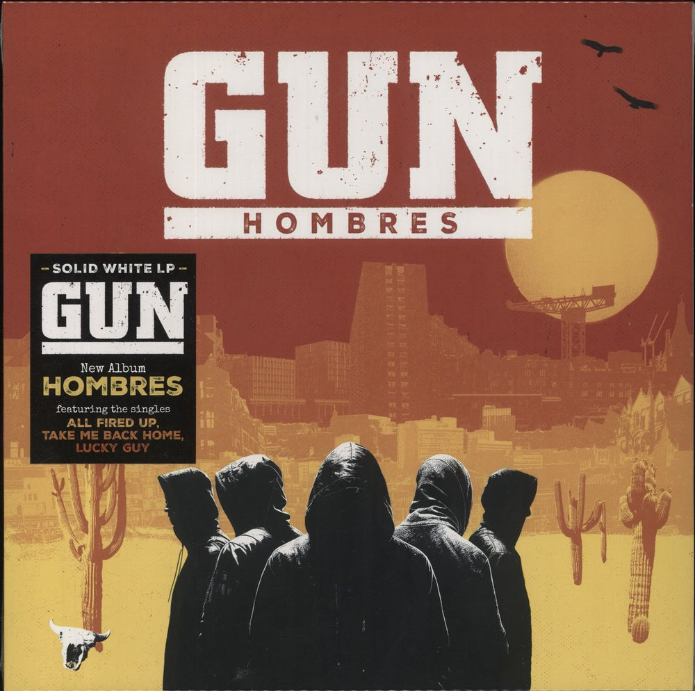 Gun (80s) Hombres - White Vinyl + Autographed Print UK vinyl LP album (LP record) COOKLP914