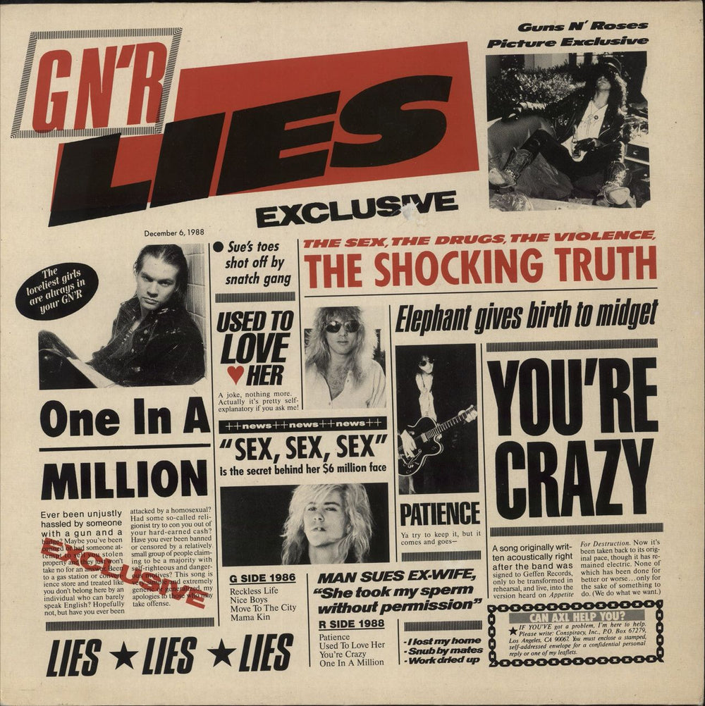 Guns N Roses GN'R Lies - 2nd - VG German vinyl LP album (LP record) 924198.1