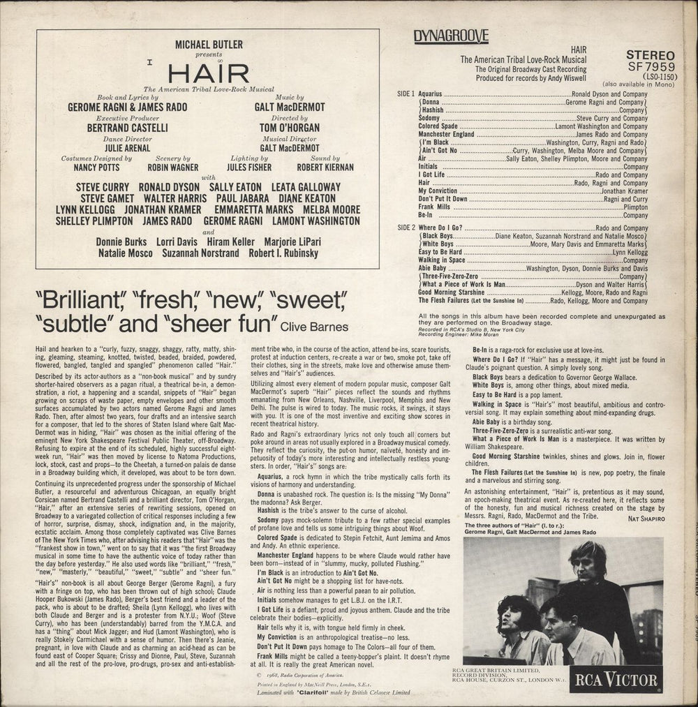 Hair (The Musical) Hair - 2nd - EX UK vinyl LP album (LP record)
