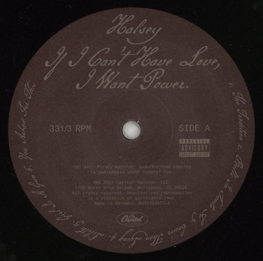Halsey If I Can't Have Love, I Want Power - EX UK vinyl LP album (LP record) 0CLLPIF868047