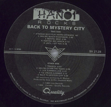 Hanoi Rocks Back To Mystery City Canadian vinyl LP album (LP record) HANLPBA822471