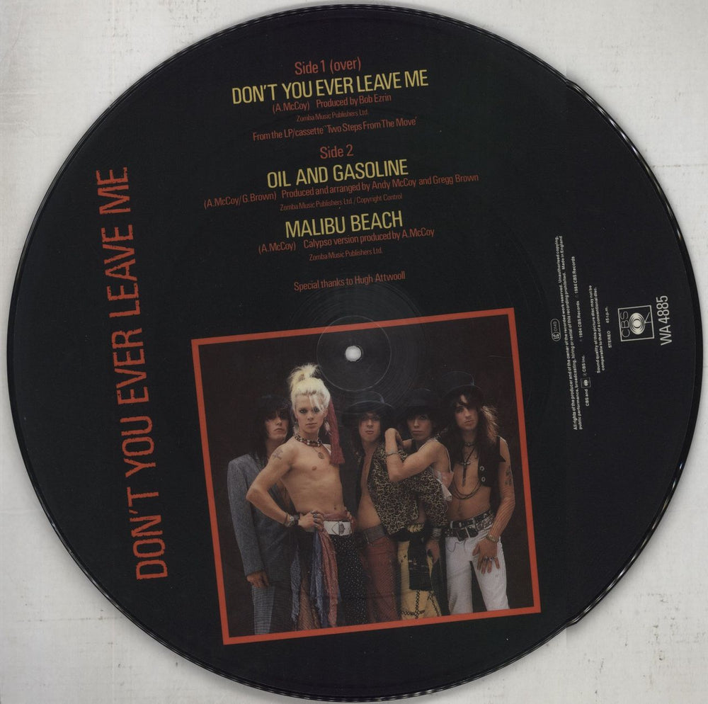 Hanoi Rocks Don't You Ever Leave Me + 3D Glasses + Promo stickered UK 12" vinyl picture disc (12 inch picture record)