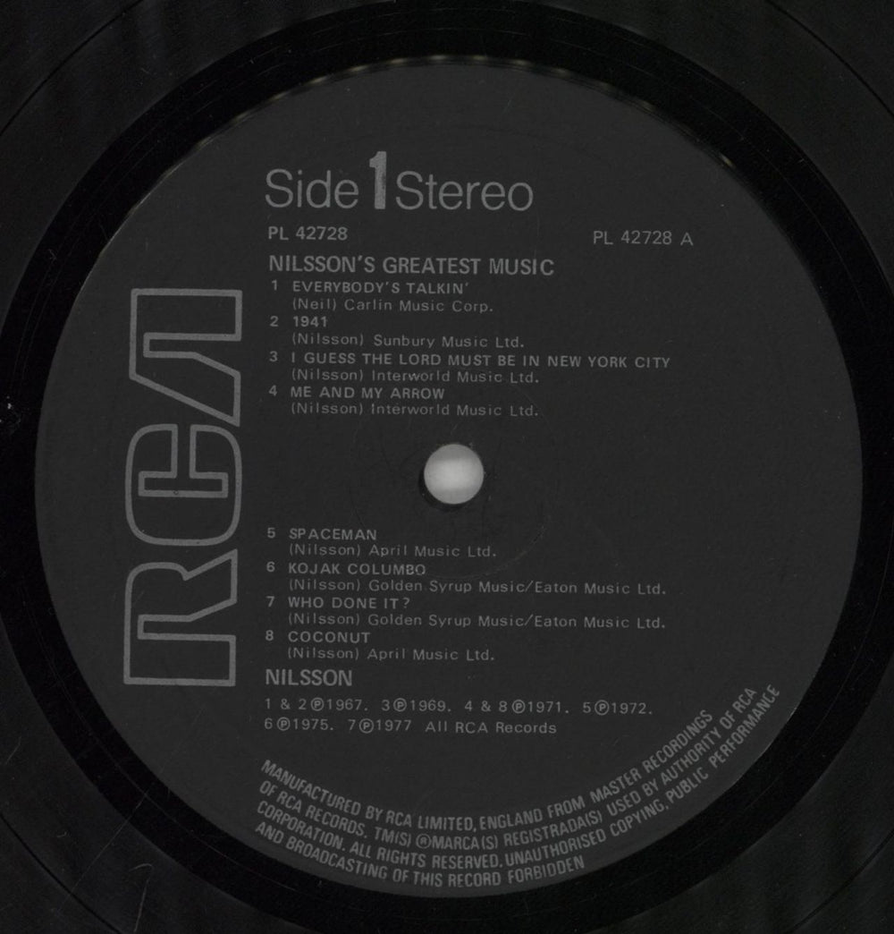 Harry Nilsson Harry Nilsson's Greatest Music UK vinyl LP album (LP record) HNLLPHA295793